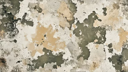 Handdoek met foto Verweerde muur Neutral Camouflage Pattern in Beige and Green Tones  © Thanawin