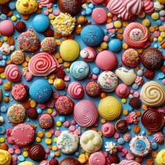 Vibrant Candy Collection in Various Shapes and Colors.
