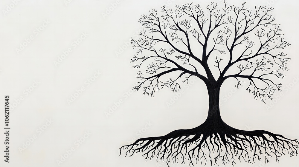 Poster the intricate tree showcases its expansive roots and branches symbolizing growth and connection in n