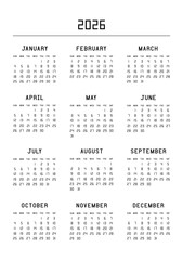 Calendar for 2026 year