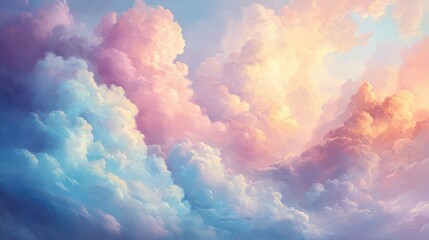 Dreamy Pastel Clouds in Soft Blue and Pink Hues