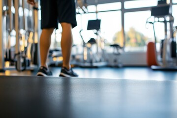Obraz premium Person standing in a gym, focused on workout and fitness activities