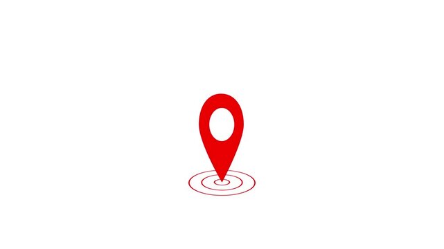 3D GPS location red color pointer animated and location icon on white color background.