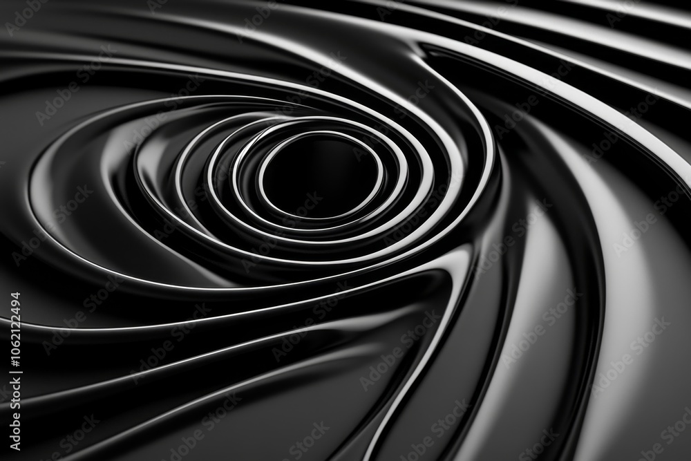 Poster minimalist line art of a swirl down a drain, capturing the simple and natural flow of water in a cle