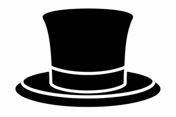 Top hat vector icon, Top hat silhouette, Classic retro top hat vector illustration