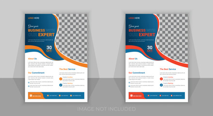 a4 flyer template of 2 templates in different colors, modern business flyer template, creative design, IT company flyer and editable vector template design