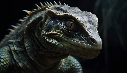 Obraz premium A haunting and surreal image capturing a reptilian creature cleverly disguised as a human, evoking a sense of mystery and intrigue, perfect for various creative and narrative usages.