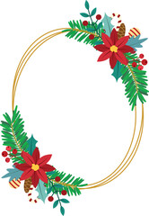 Christmas frame with Christmas tree branches and Christmas ornaments