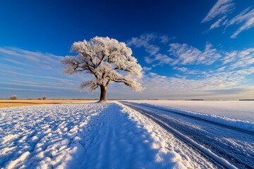 Retro-inspired frosty scene with soft edges and classic winter colors, capturing the timeless and charming atmosphere of winter mornings, symbolizing nostalgia and beauty
