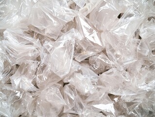 Obraz premium Translucent Plastic Bag Abstraction Chaotic Symmetry in White Environmental Impact Minimalist Concept