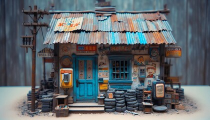 A collection of beautiful diorama architecture with emotional miniature shops and vintage cafe scenery