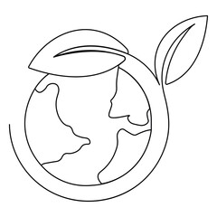 Ecology  single line art, continuous one line drawing of  Isolated outline vector icon