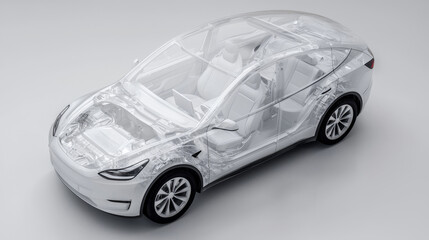 Transparent shield encasing car showcasing full interior design and features