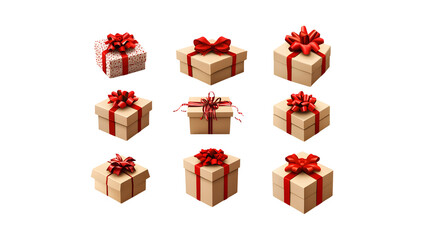 Set of gifts box. Collection realistic vector gift presents. Christmas golden and silver gifts.