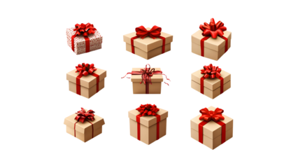 Set of gifts box. Collection realistic vector gift presents. Christmas golden and silver gifts.