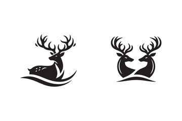 Deer logo silhouette vector style with white background