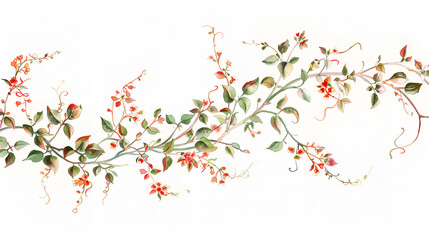 Elegant Hand-Painted Watercolour Floral Border Design - Beautiful Flower and Leaf Pattern for Wall Decor, Invitations, and Crafts