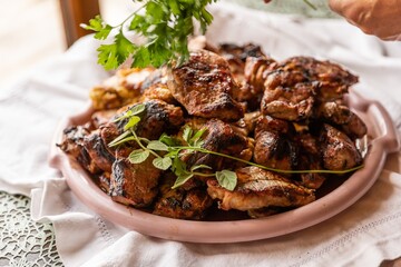 Assorted Grilled Meat with Herbs — Culinary Serving Style for BBQ, Picnic, and Home Feast