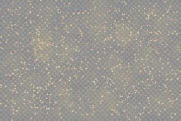 Gold Dust. Bokeh light glow lights background effect. Christmas background made of glittering dust Christmas glowing light bokeh confetti lights and sparkles texture overlay for your design.