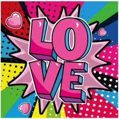 Poster with the lettering love in retro style