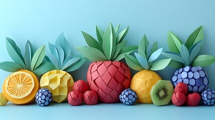 delicious fruit made from paper in origami style