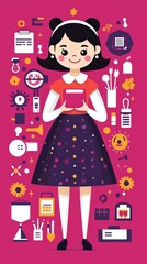 Creative Girl Engaging with Colorful Art Supplies and Tools to Inspire Imagination and Learning in a Vibrant Setting