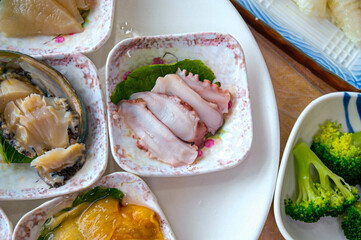 Korean Seafood Food. Boiled Octopus Sashimi
