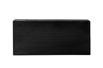 A solid rectangular block of black paint with sharp edges isolated on white background