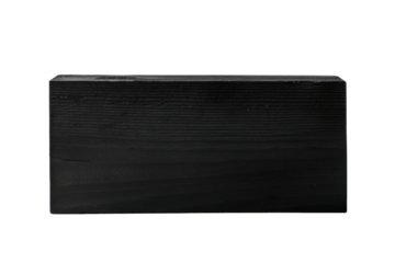 A solid rectangular block of black paint with sharp edges isolated on white background