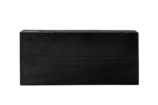 A solid rectangular block of black paint with sharp edges isolated on white background