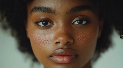 Close-up acne on teenage black woman face