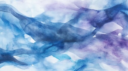 Naklejka premium Abstract blue watercolor waves with purple tints.