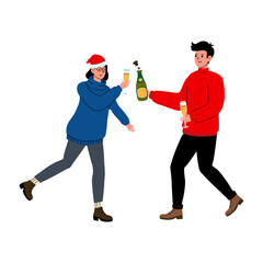 Celebrating the holidays with friends, champagne, and festive attire in a joyful winter atmosphere