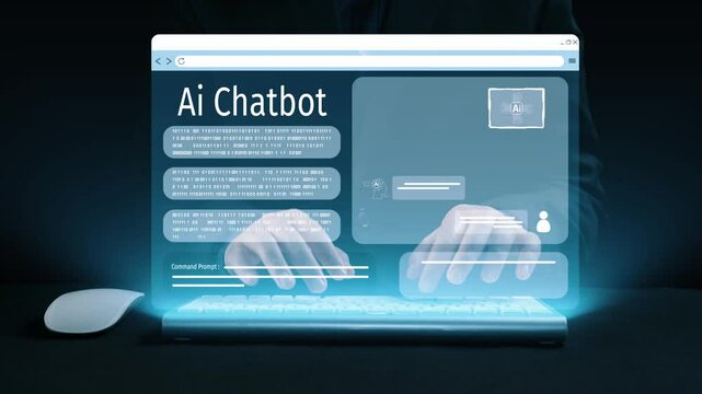 Human interact with AI artificial intelligence virtual assistant chatbot in concept of AI artificial intelligence prompt engineering, LLM AI deep learning to use generative AI for work support. UUID
