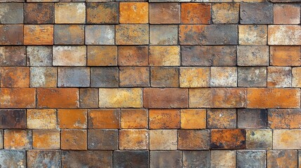 A close-up view of a textured wall composed of various colored, rectangular stones, showcasing a blend of earthy tones.