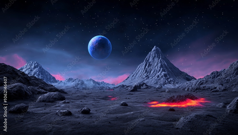 Wall mural stock image of a planet in space.