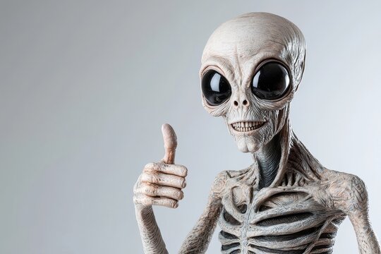Thumbs up from a happy alien wearing a business suit, brought to you by Stock