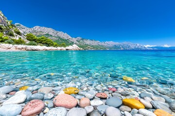 Freshwater riverbed with clear rocks on the bottom, Grande Terre, New Caledonia