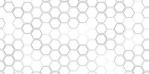 Black honeycomb on a white background. Isometric geometry. On a white sheet of geometric hexagonal figures in the form of honeycombs.