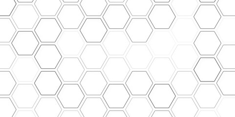 Black honeycomb on a white background. Isometric geometry. On a white sheet of geometric hexagonal figures in the form of honeycombs.