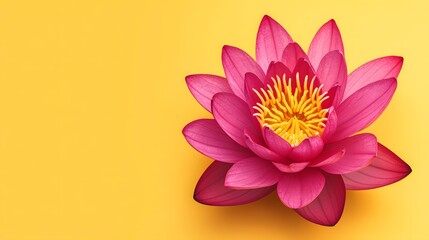 Fototapeta premium Pink Lotus Flower on Yellow Background