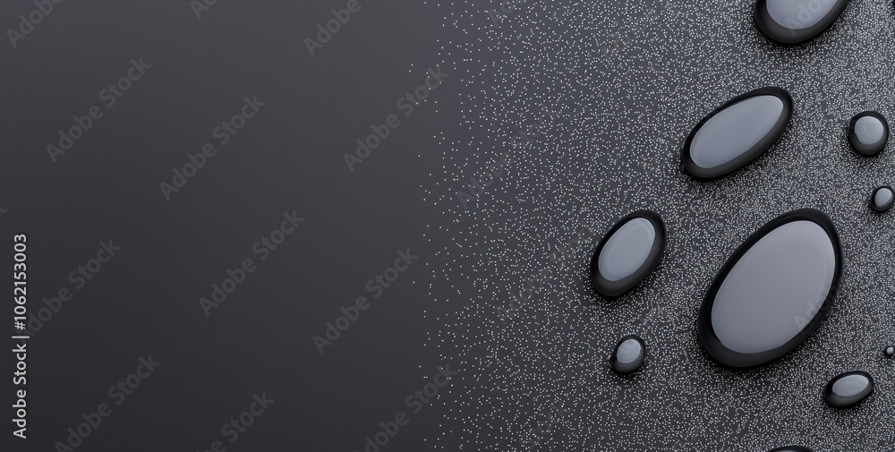 Poster blurry images of soda water bubbles splashing and floating on black water surface with a little and 