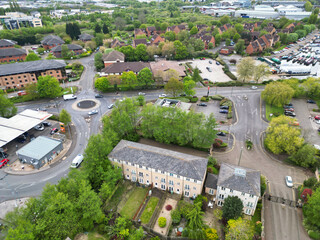 High Angle View of Buildings at Downtown Central Northampton City of East Midlands Region of...