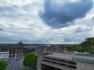 High Angle View of Buildings at Downtown Central Northampton City of East Midlands Region of...
