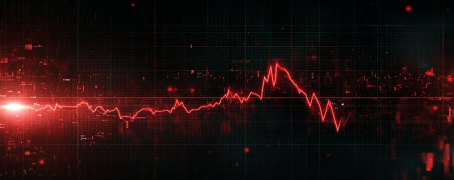 Red Line Graph on a Black Grid Background