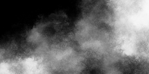 Abstract White cloud isolated on black background, Single cloud black and white image. Black White cumulus clouds smoky illustration. realistic illustration lens flare.  Modern grunge design. 