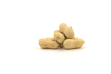 Peanuts on white background. High protein food. Contains many minerals.