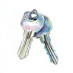 Illustration of Two Metallic Keys: A Simple Yet Vibrant Artwork for Home Decor and Key Management