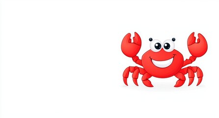 Red crab cartoon character. Underwater animal character.