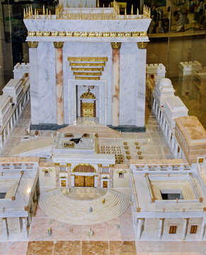 Model of the Third Temple, it will be built by donations from worldwide for its construction on current local Islamic sanctuary The Dome of The Rock. The Institute of the Temple, Jerusalem, Israel
